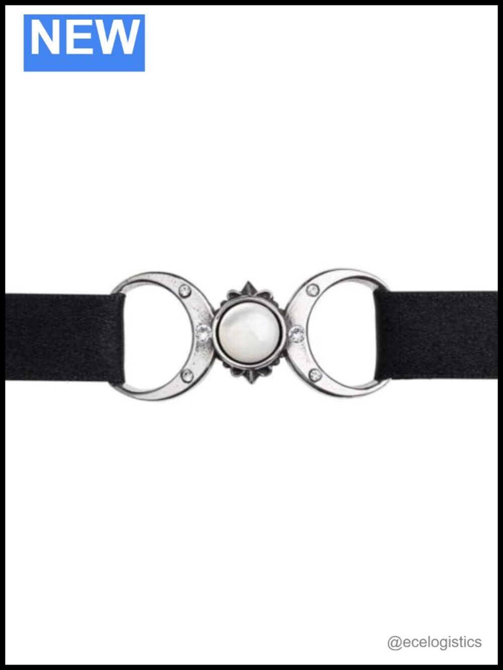 Triple Goddess Choker Pewter Mother of Pearl